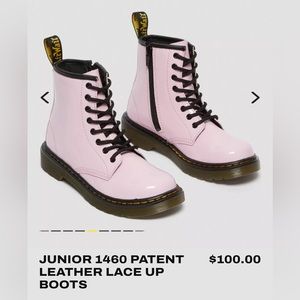 Dr Martens - JUNIOR 1460 PATENT LEATHER LACE UP BOOTS - Pink